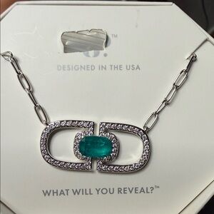 Silver Chain Necklace with Emerald Green Crystal Pendant